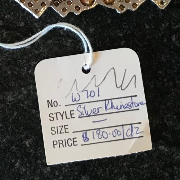 Vintage 1980s Silver Rhinestone Ornament (with original tag!) - Picture 2 of 5